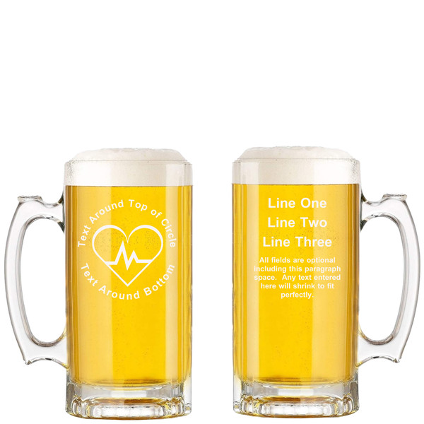 Personalized HealthCare Glass Beer Mug with Handle 16oz Customized