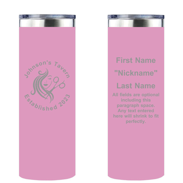 Personalized Beautician Skinny Tumbler 20oz Double-Wall Insulated Customized