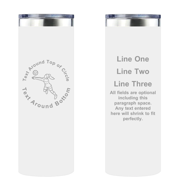 Personalized Volleyball Skinny Tumbler 20oz Double-Wall Insulated Customized