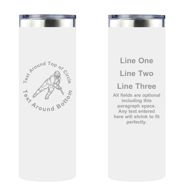 Personalized Hockey Skinny Tumbler 20oz Double-Wall Insulated Customized