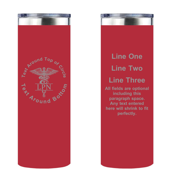 Personalized Licensed Practical Nurse Skinny Tumbler 20oz Double-Wall Insulated Customized