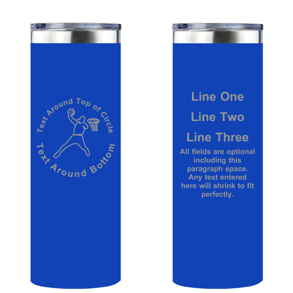 Personalized Basketball Skinny Tumbler 20oz Double-Wall Insulated Customized