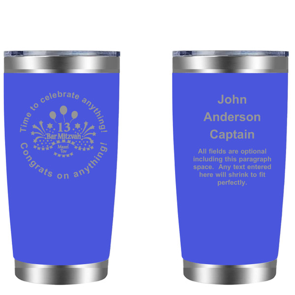 Personalized Bar Mitzvah 20oz Tumbler (w/ Yeti options) Customized