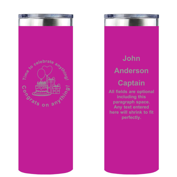 Personalized Birthday Skinny Tumbler 20oz Double-Wall Insulated Customized