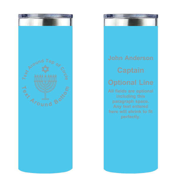 Personalized Hanakkah Skinny Tumbler 20oz Double-Wall Insulated Customized