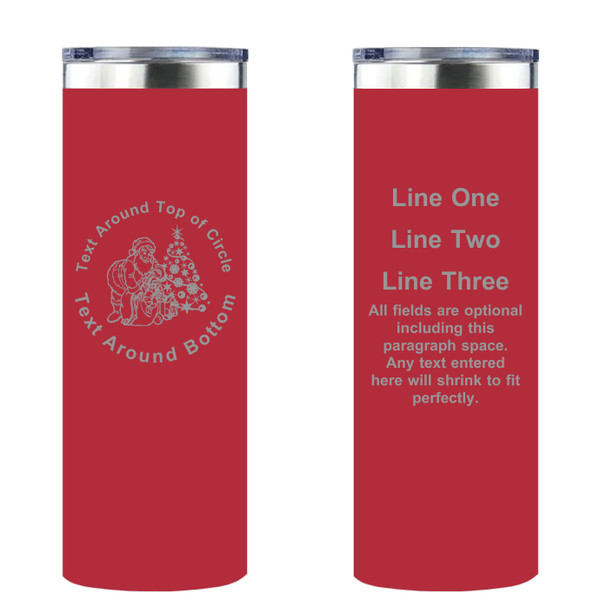 Personalized Christmas Skinny Tumbler 20oz Double-Wall Insulated Customized