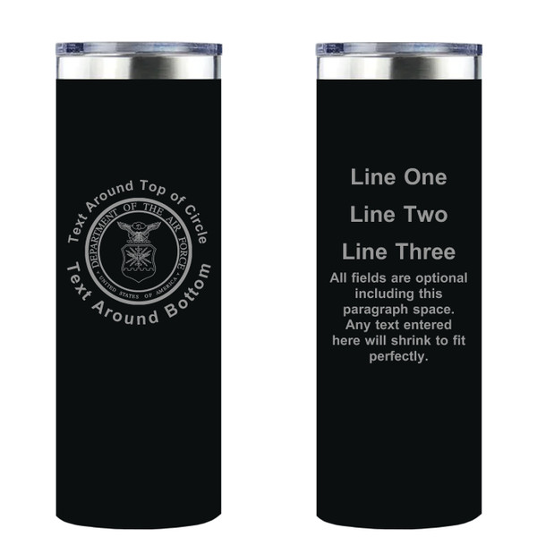 Personalized Department of the Air Force Skinny Tumbler 20oz Double-Wall Insulated Customized