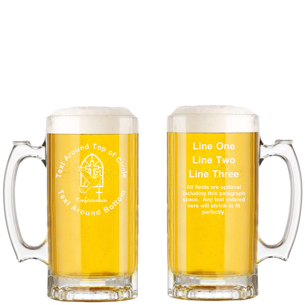 Personalized Confirmation Glass Beer Mug with Handle 16oz Customized