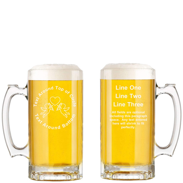 Personalized Valentines Day Glass Beer Mug with Handle 16oz Customized