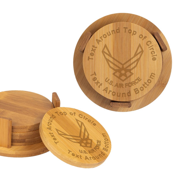 Personalized U.S. Air Force Bamboo Coaster Set (4) Customized