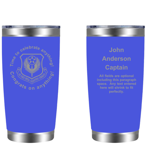 Personalized Air Force Special Operations Command 20oz Tumbler (w/ Yeti options) Customized