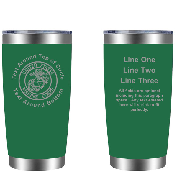 Personalized Marine Corps 20oz Tumbler (w/ Yeti options) Customized