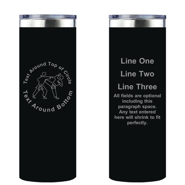 Personalized Martial Arts Skinny Tumbler 20oz Double-Wall Insulated Customized