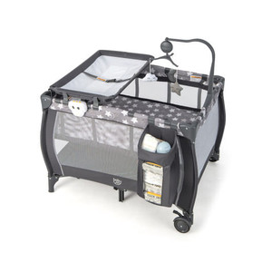 Portable Baby Playard with Changing Table Bassinet and Music Box-Gray - Color: Gray D681-BE10016GR