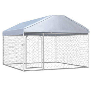 Dog Kennel Silver Galvanized Steel Large Durable Dog Kennel A949-144493