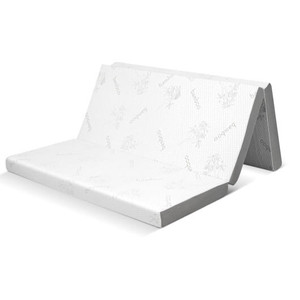 4 Inch Tri-fold Cool Gel Memory Foam Mattress-Queen Size - Color: White - Size: Queen Size D681-HU10392-L