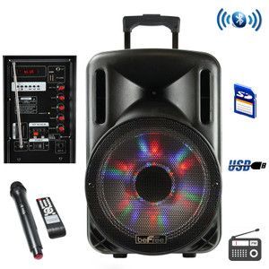 beFree Sound 12 Inch 2500 Watt Bluetooth Portable Party PA Speaker With Illuminating Lights and USB D970-BFS-4435
