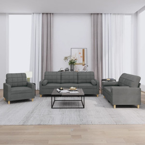 Sofa Set Dark Grey Fabric (100% polyester), metal, plywood Large A949-3201259