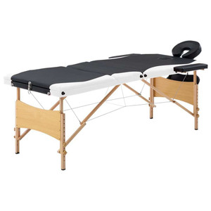  Foldable Massage Table 3 Zones Wood Black and White A949-110212