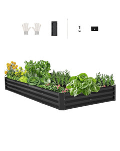 Metal Raised Garden Bed, 8 x 4 x 1 ft Outdoor Galvanized Planter Box, with Open Bottom, Large Plant E415-JSFXZZC841FT6MVQ8V0