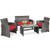 4 Pieces Patio Rattan Furniture Set with Cushions-Red - Color: Red D681-HW63238RE
