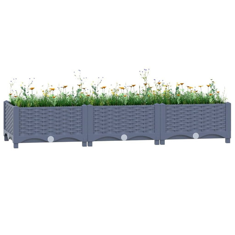 Raised Bed Blue Grey Polypropylene 47.2 x 15.7 x 9.1 in Durable A949-310399
