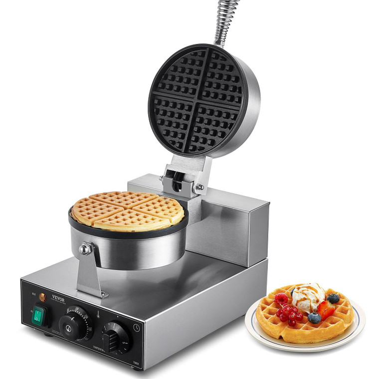 Commercial Waffle Maker, 1230W Round Waffle Baker Machine, Non-Stick Stainless Steel Belgian Waffle E415-SYBLSHFBJDPFYJ29AV1