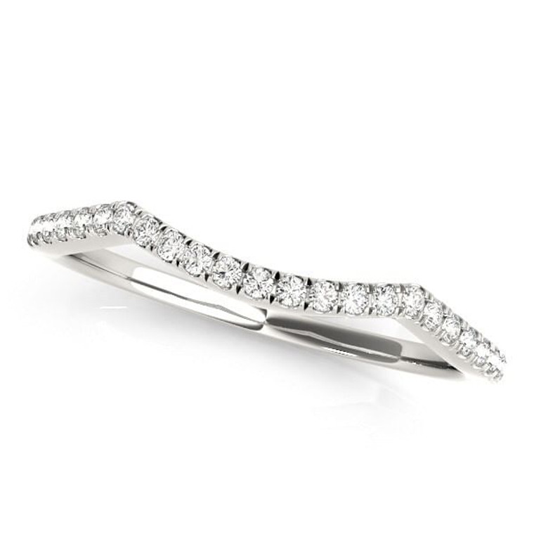 14k White Gold Diamond Pave Set Curved Wedding Band (1/8 cttw) P150-46189-5.5