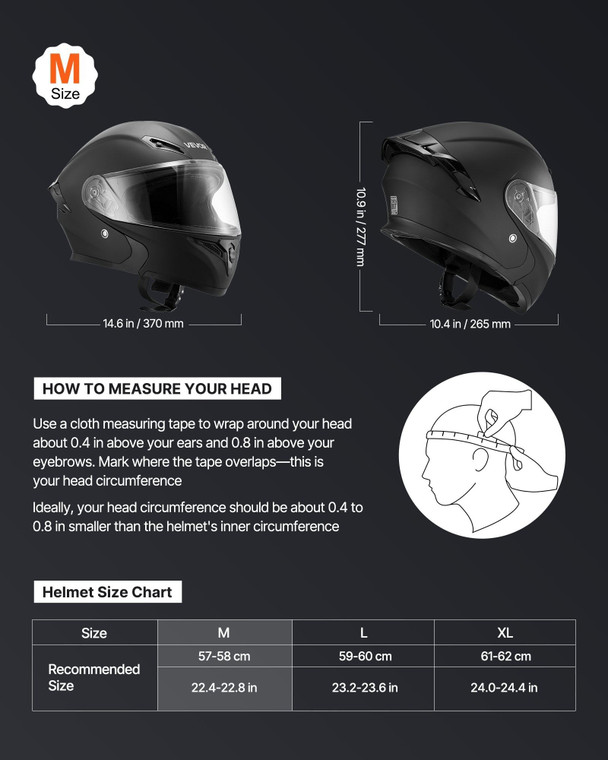 Motorcycle Helmet, Modular, Adult Motocross Dirt Bike Helmet with Large Clear Visor, Comfortable Mo E415-MTCJMKMMHS00WV3JK002V0