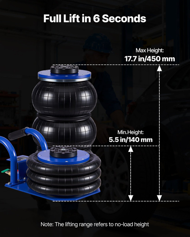 Air Jack, 3 Ton/6613 lbs Triple Bag Air Jack, Airbag with Six Steel Pipes, Lift Up to 17.7 inch/450 E415-QNQJDLSSTS3TYUQGF001V0