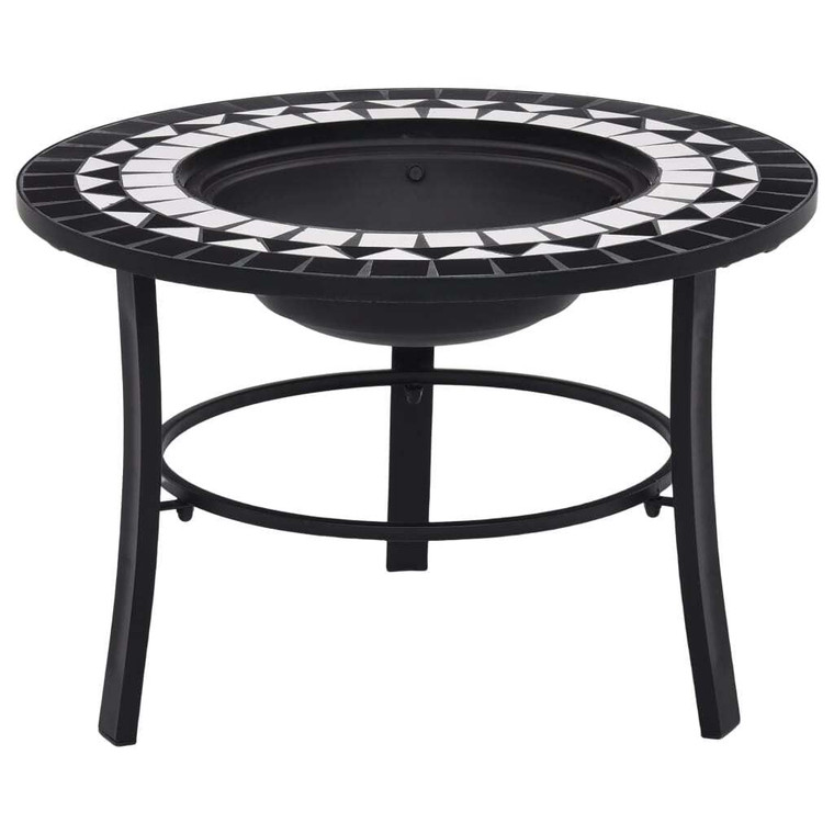 Mosaic Fire Pit Black and White 26.8" Ceramic A949-46721