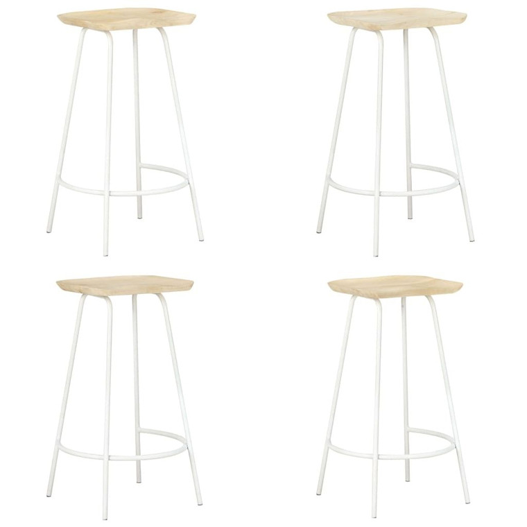 Bar Stool Set of 4 Bleached wood and white A949-320650