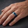 8mm Blue IP Brushed Center Beveled Edge Tungsten Ring