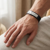 Personalized Stainless Steel ID Bracelet with Genuine Leather