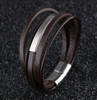 Personalized Multilayer Men's Leather ID Bracelet