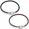 3mm Braided Leather Bracelet with Stainless Steel Heart Shaped Barrel Clasp Closure