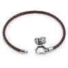 3mm Braided Leather Bracelet with Stainless Steel Heart Shaped Barrel Clasp Closure
