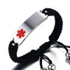 Personalized Stainless Steel Medical ID Bracelet With Black Rope Strap