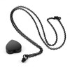 Black Stainless Steel Heart Urn Photo Pendant Necklace