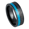 8mm Black IP Plated Opal Inlay with Black Cubic Zirconia Tungsten Ring
