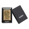 Genuine Zippo Sparkling Golden Dragon Design on Brushed Brass Finish Genuine Zippo Sparkling Golden Dragon Design on Brushed Brass Finish