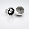 Octagon Masonic Cufflinks – Silver Square & Compass Design