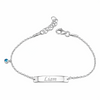 CPersonalized Rhodium Plated 925 Sterling Silver Blue CZ Baby ID Bracelet