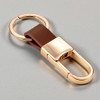 Personalized Rose Gold Leather Keychain with Custom Engraving