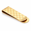 Gold Color Checkered Money Clip – Engravable Slim Men’s Gift