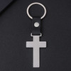 Personalized Stainless Steel Cross Keychain with Leather Strap