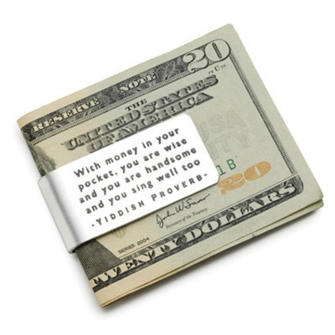 Custom Made Yiddish Proverb Money Clip - Shop Now