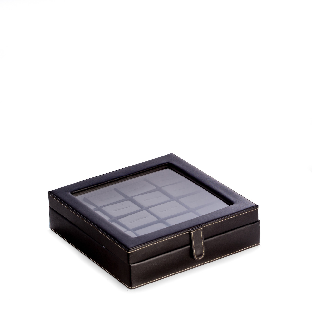 Personalized Leather 20 Cufflink Box With Glass Top Birthday Gift