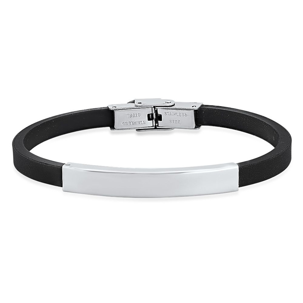 Quality Stainless Steel With Black Rubber Bracelet ForeverGifts Com   BraceletBR  93366.1478542619 