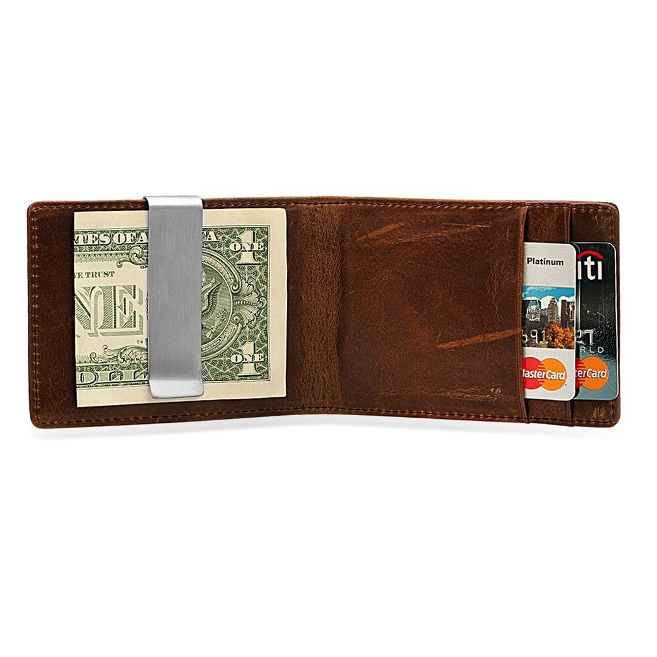 Quality Genuine Leather Men's Slim Wallet Money Clip